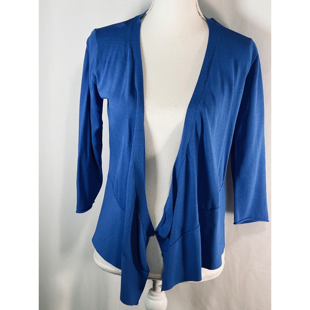 Joseph A Royal Blue Silk Blend Draped Open‎ Front Cardigan Sweater Womens Small